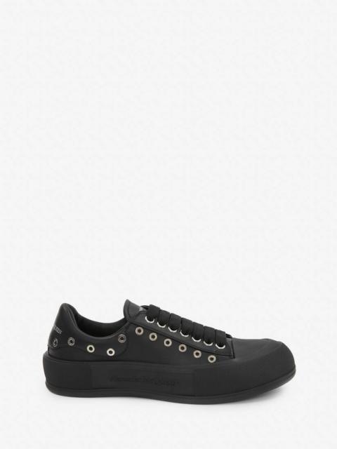 Men's Deck Plimsoll in Black/silver