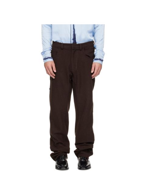 EDWARD CUMING Brown Raw Soft Trousers