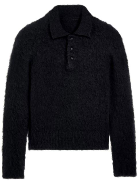 AMI Paris brushed-effect polo top