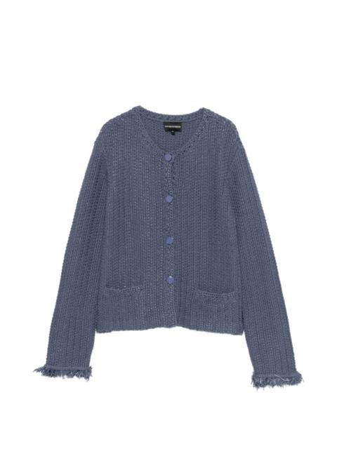 EMPORIO ARMANI pockets fringed cardigan