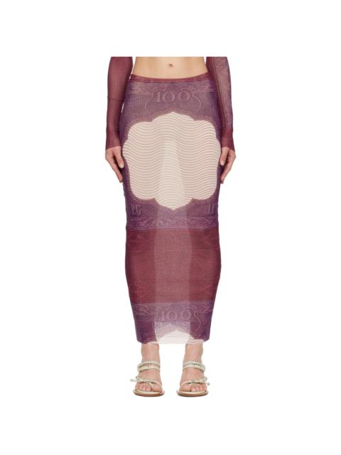 Jean Paul Gaultier Burgundy & Purple 'The Cartouche' Maxi Skirt