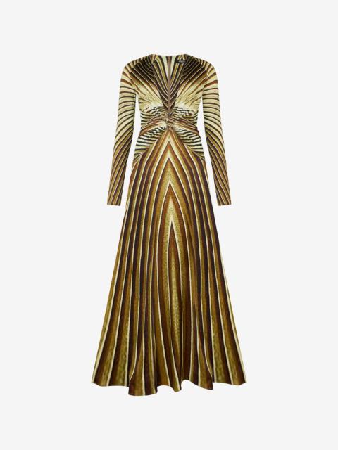 Roberto Cavalli Extra-Long Dress with Ray Of Gold Print