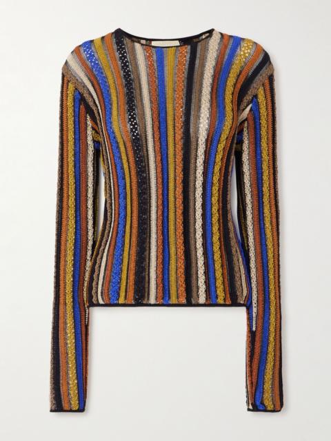 ULLA JOHNSON Ardith striped textured-knit sweater Multi