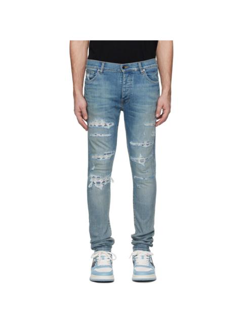 AMIRI Blue MA Quad Repaired Skinny Jeans