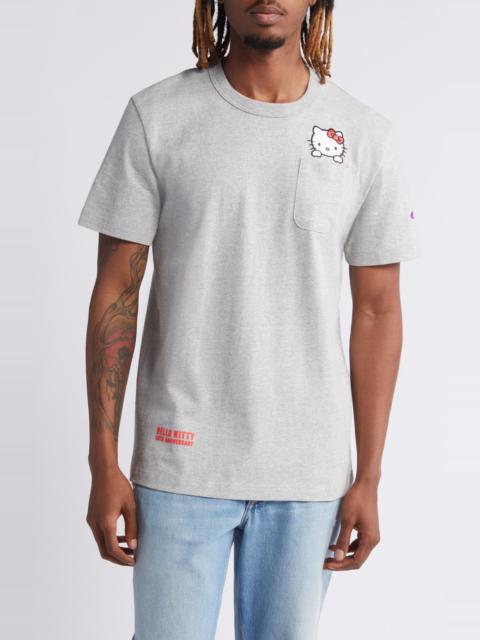 Champion x Sanrio Hello Kitty® 50th Anniversary Embroidered Pocket T-Shirt in Oxford Grey at Nordstr