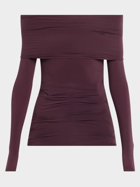 Wolford Sheer Drape Off-Shoulder Top