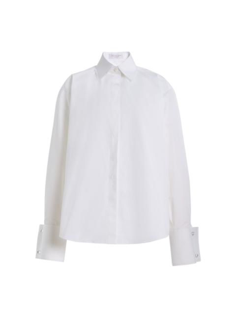 MICHAEL KORS COLLECTION Frayed Cotton Button-Down Shirt white