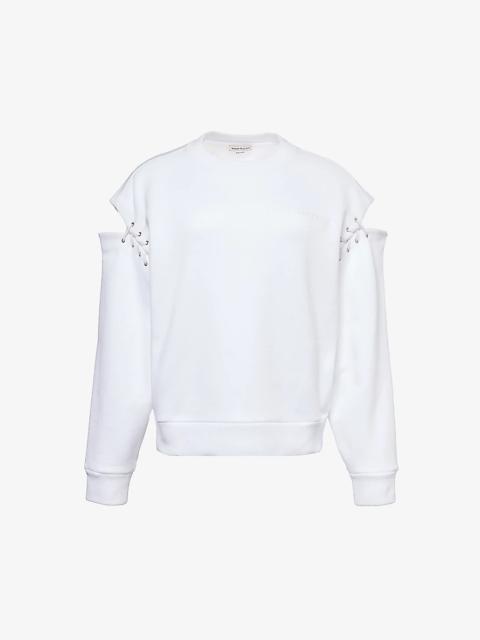 Alexander McQueen Cut-out cotton-jersey sweatshirt