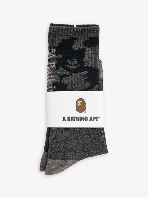 A BATHING APE® Woodland branded camouflage-print cotton-blend socks