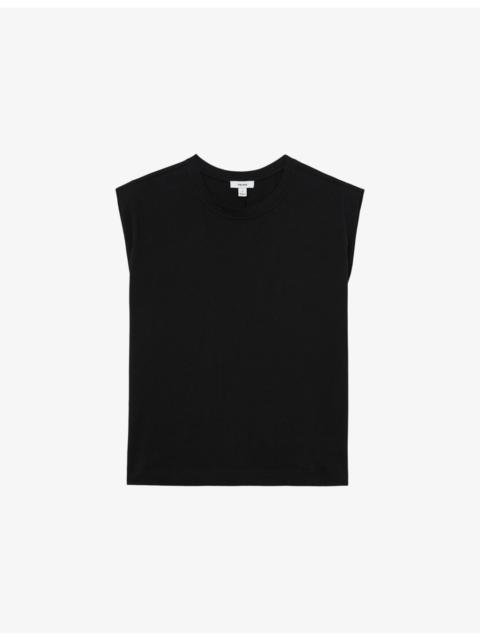 REISS Millie Cap-Sleeve Cotton T-Shirt