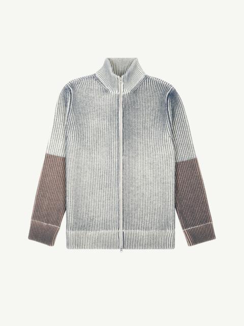 High collar zip cardigan