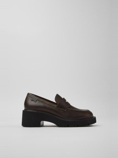 CAMPER Milah Green Nubuck Leather Moccasins for Women.