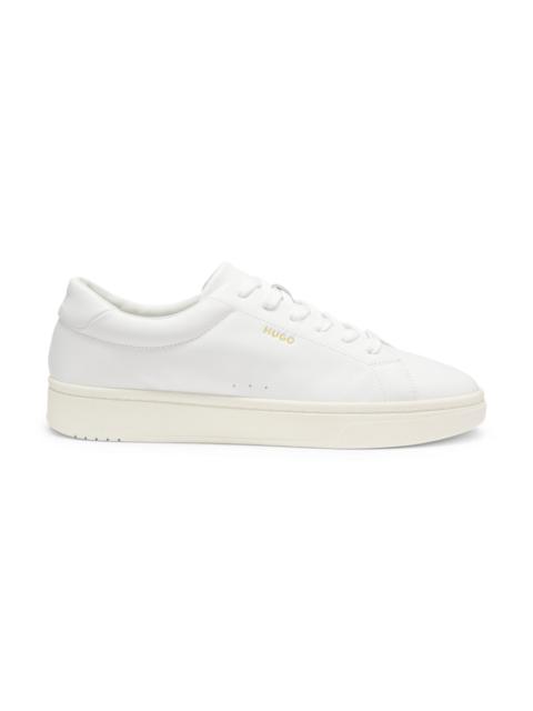 HUGO NAPPA-LEATHER TRAINERS WITH GOLD-TONE LOGO