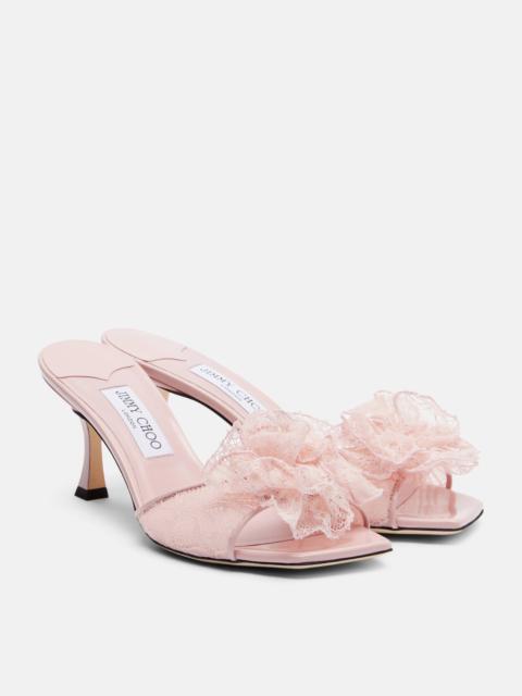 JIMMY CHOO Skye Corsage floral-appliqué lace mules