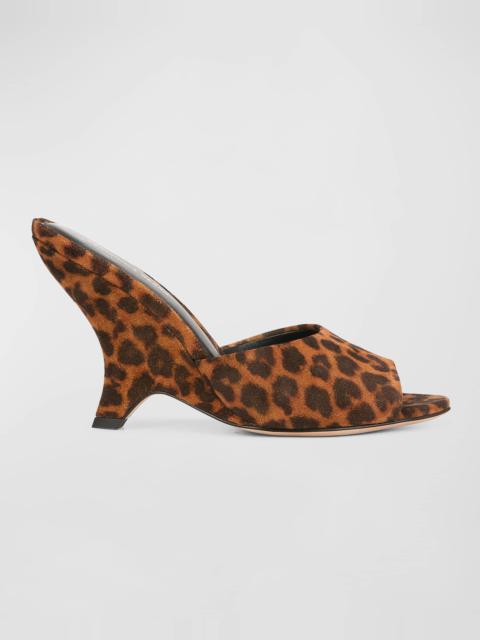 VERONICA BEARD Mila Leopard Suede Slide Sandals