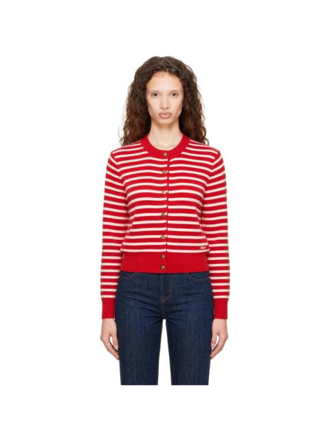 AMI Paris Red & Off-White Sailor Cardigan