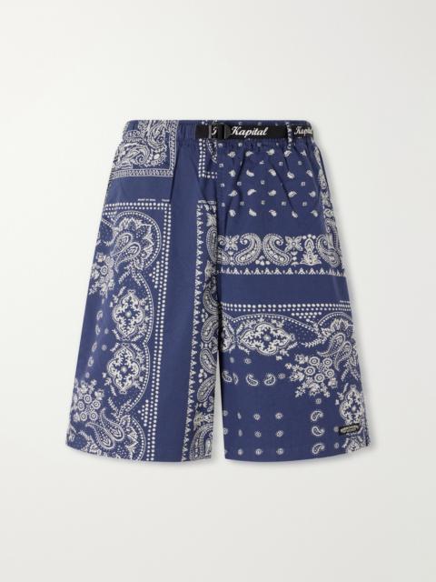 Kapital Easy Straight-Leg Belted Bandana-Print Cotton Shorts