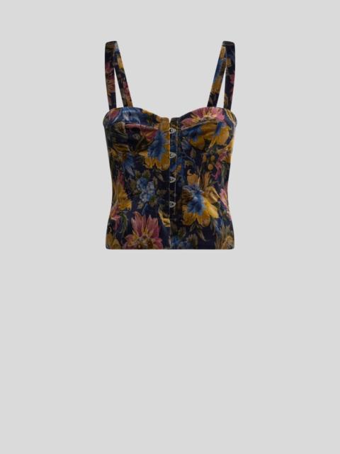 Etro COTTON VELVET CORSET TOP WITH FLORAL OVERPRINT