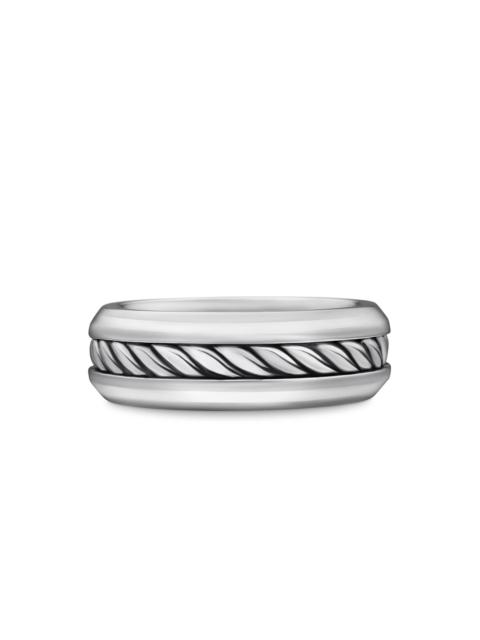 DAVID YURMAN Men's Cable Inset Band Ring in Sterling Silver, 8mm - Sterling Silver