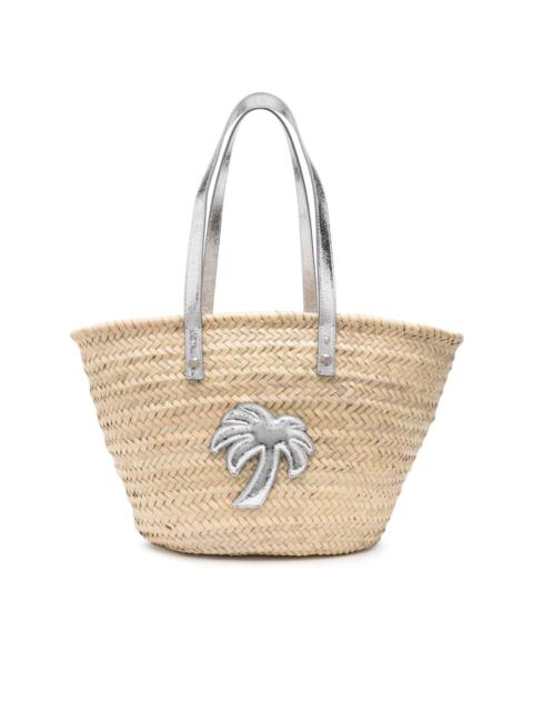 Palm Angels logo-appliquÃ© straw beach bag