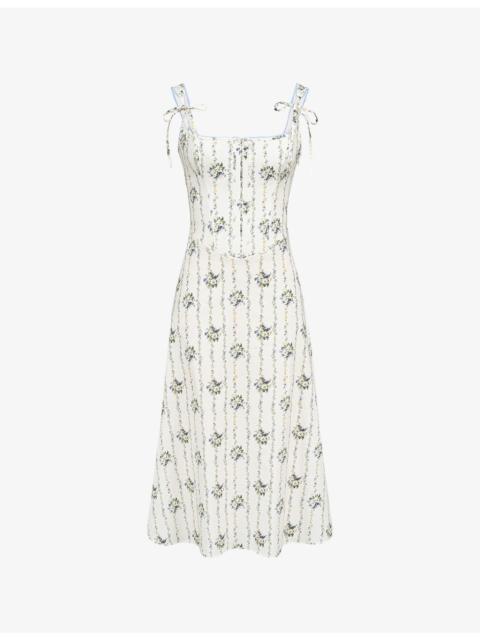 House of CB Dionne Corseted Stretch-Cotton Midi Dress