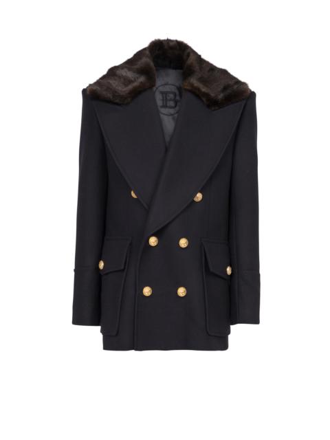 Balmain Unisex - Six-button wool coat with detachable collar