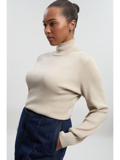 KAREN MILLEN Plus Size Viscose Blend Rib Knitted Funnel Jumper