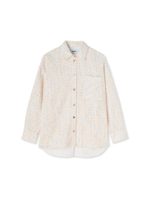 MSGM Multicolor tweed shirt with pockets