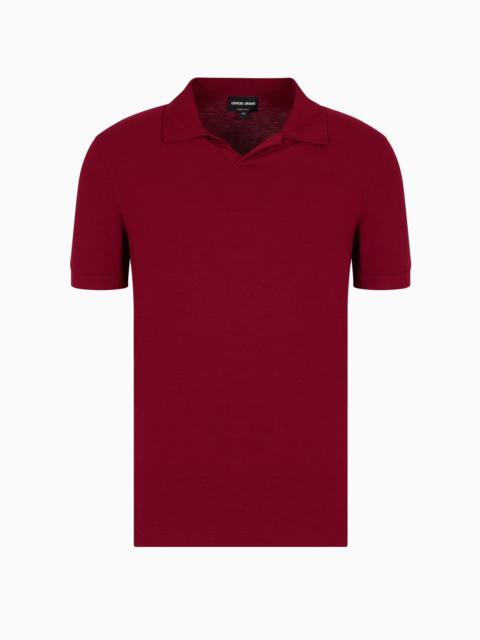 GIORGIO ARMANI Stretch viscose jersey short-sleeved polo shirt