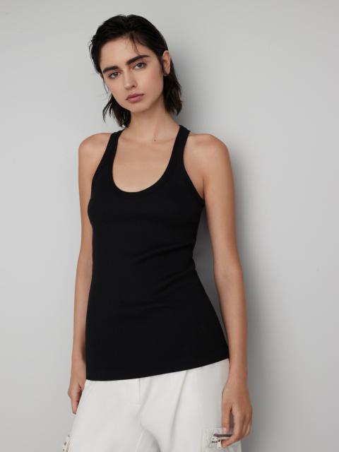 Cotton ribbed jersey top with monili
