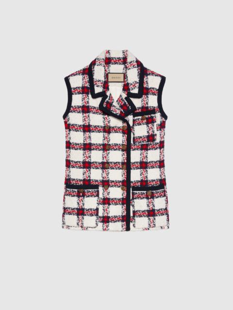 GUCCI Check tweed sleeveless jacket