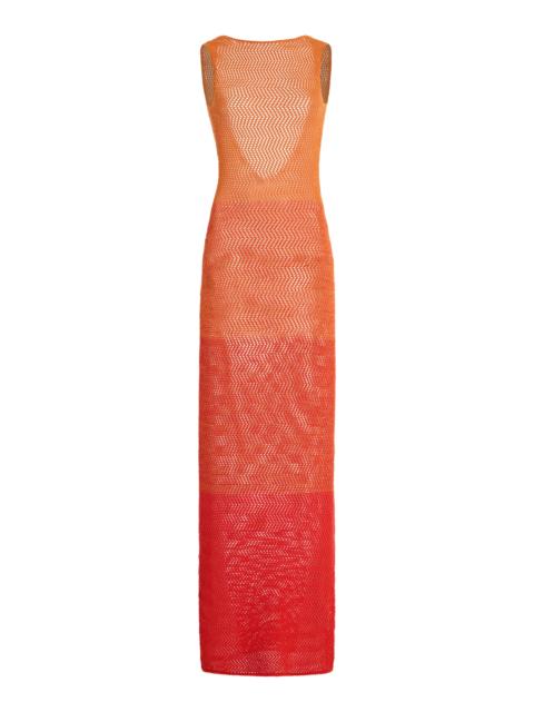 ESCVDO Exclusive Alpamayo Crocheted Cotton Maxi Dress red