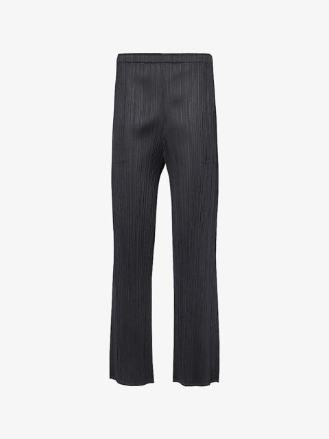 May crop-leg high-rise knitted trousers