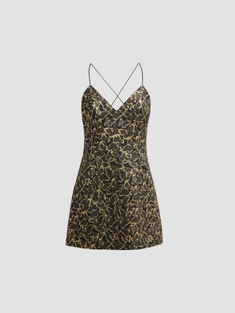 Alice + Olivia Women's Tayla Butterfly-Print V-neck Mini Dress - Black Gold