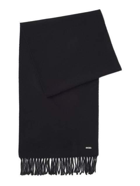 BOSS WOOL SCARF WITH LOGO RIVET