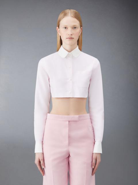 Double Satin Organza Combo Cropped Round Collar Shirt