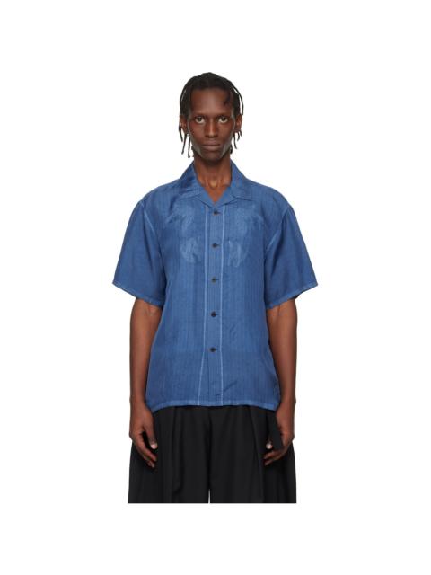 TOGA VIRILIS Blue Cupra Stripe S/S Shirt