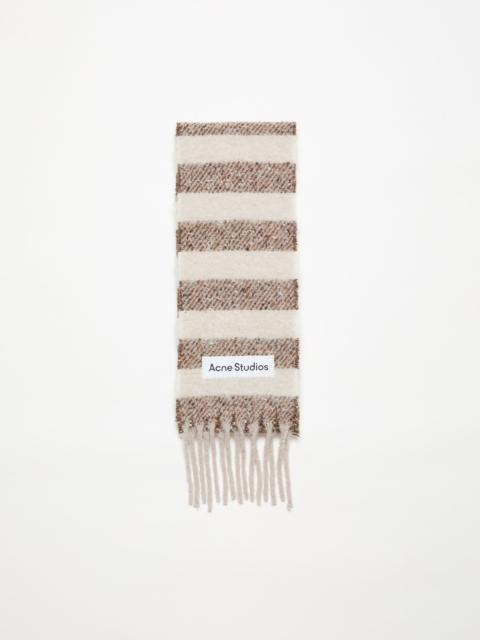 Stripe alpaca scarf - Narrow - Dark brown/beige