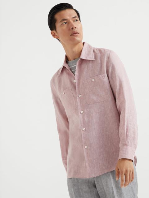 Brunello Cucinelli Linen easy fit shirt with chest pockets