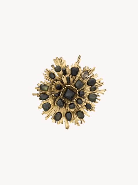SAINT LAURENT SUNBURST BROOCH IN RESIN AND GLASS