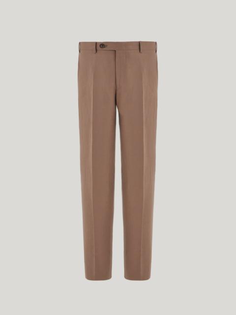 Canali WALNUT LINEN AND SILK REGULAR-FIT PANTS