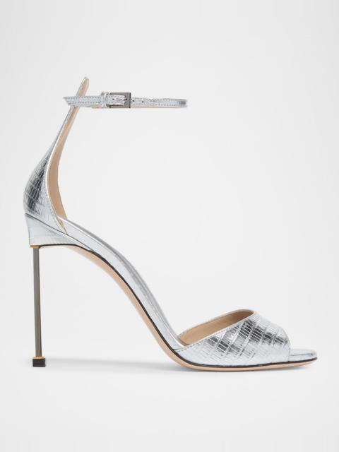 TOM FORD 105mm Embossed Metallic Leather Ankle-Strap Sandals