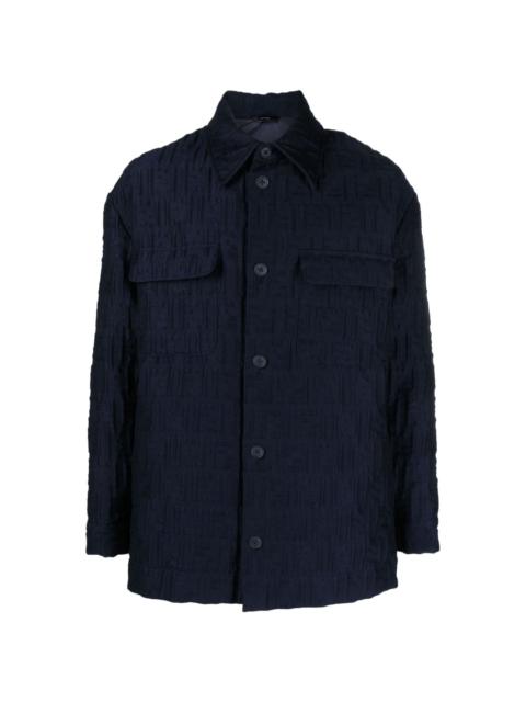 FENDI FF-embossed padded shirt jacket