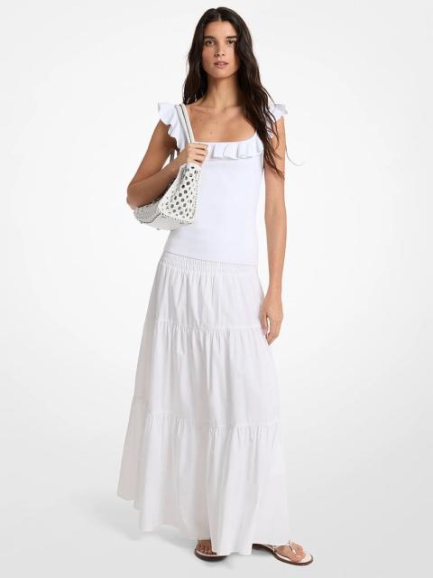 MICHAEL KORS Smocked Cotton Poplin Tiered Maxi Skirt