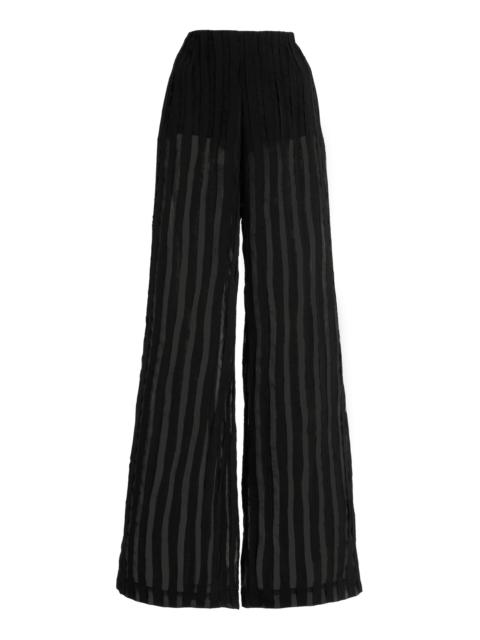 House of Dagmar Striped Sheer Wide-Leg Pants black