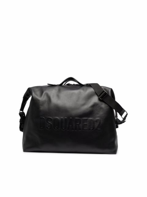 DSQUARED2 embossed logo leather holdall