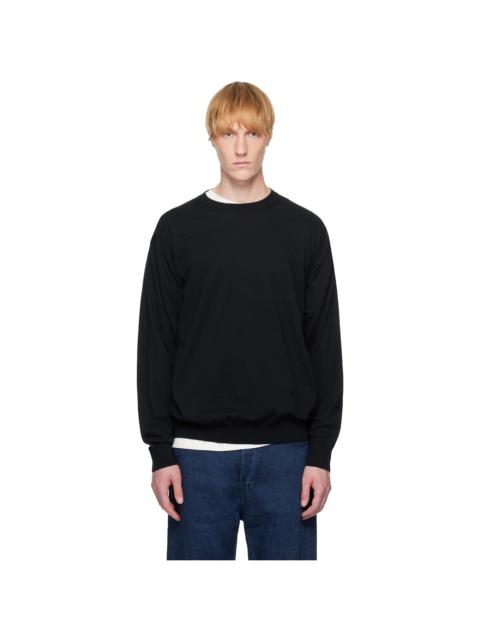 AURALEE Navy Super High Gauge Cotton Knit Sweater