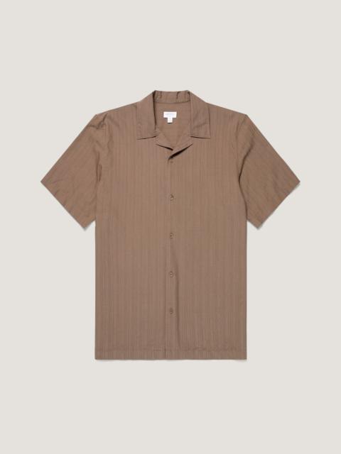 Sunspel Textured Stripe Camp Collar Shirt