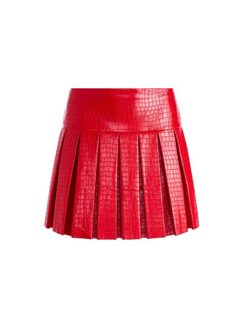 Alice + Olivia EMILIE VEGAN LEATHER PLEATED MINI SKIRT
