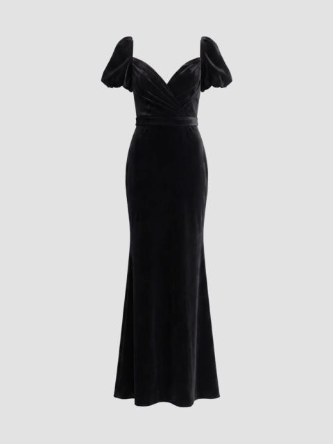 MAC DUGGAL Women's Puff-Sleeve Velvet Mermaid Gown - Black